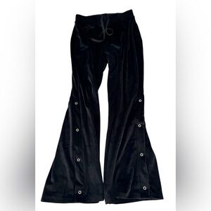 Victoria's Secret Black Velour Snap Leg Flare Pants Rhinestone Snap Lounge M
